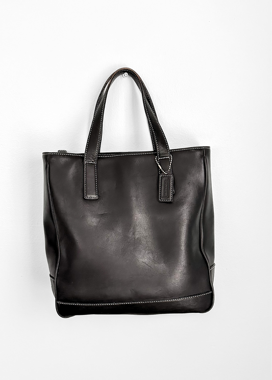 Vintage 2000 Coach Black Leather Hampton Lunch Tote # 7787