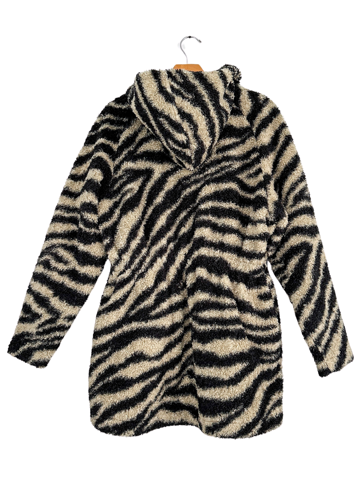 Varley Whitfield Faux Fur Hooded Jacket in Gravity Zebra (M)