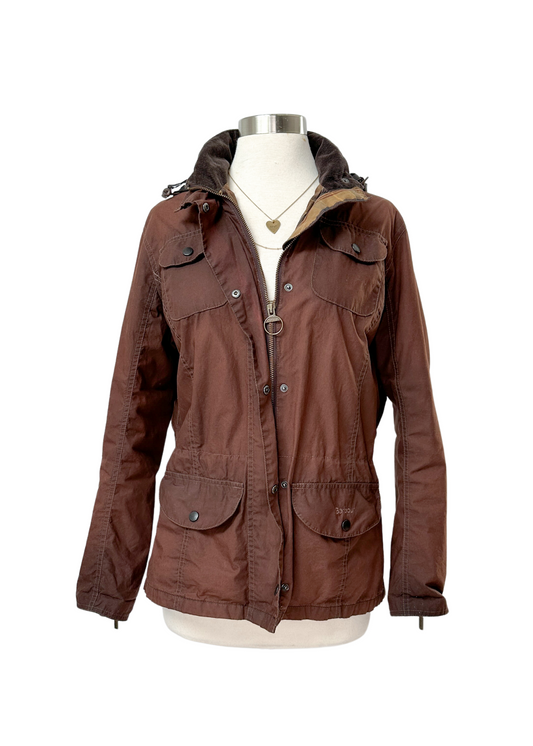 Barbour Women’s Brown Waxed Cotton Summer Sapper Utility Field Jacket (US 8)