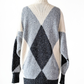 Vintage 90s Liz Sport White & Gray Argyle Cozy Knit Sweater (M)