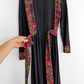 Vintage 60s 70s Zanie London Black & Floral Wrap Maxi Dress (vintage EU 36 or 2/4)