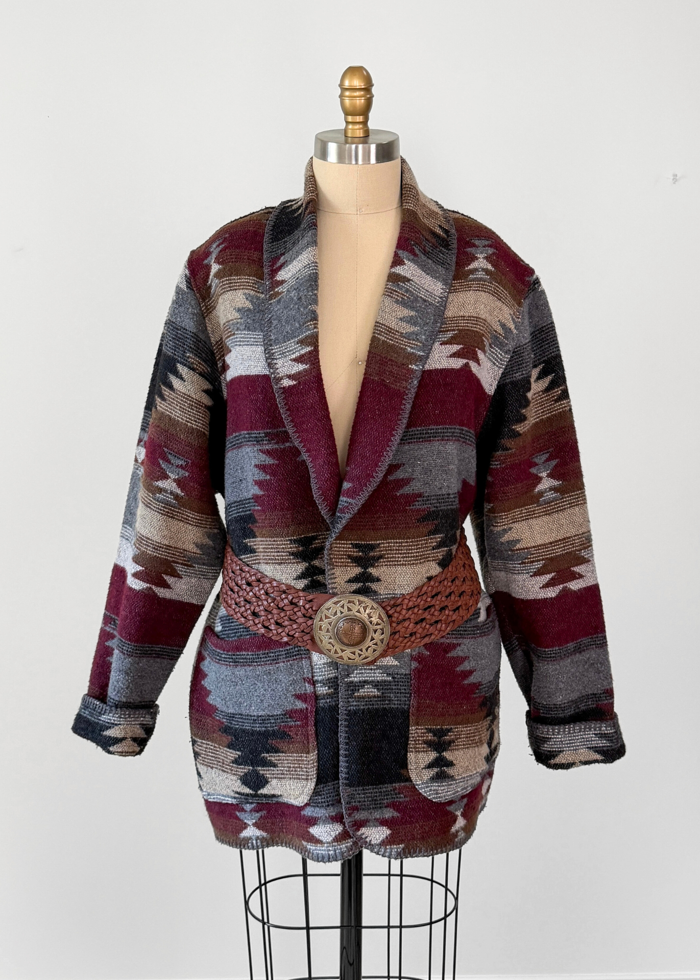 Vintage 90s Karen Kane USA Wool Blend Oversized Blanket Jacket Blazer (M)