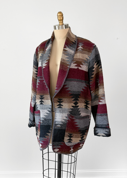 Vintage 90s Karen Kane USA Wool Blend Oversized Blanket Jacket Blazer (M)