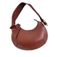 Gucci Mahogany Brown Leather Half Moon Crescent & Woven Shoulder Purse