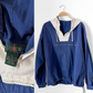 Vintage 90s J.Crew Navy White Two-Tone Anorak Windbreaker Prep Jacket (L)