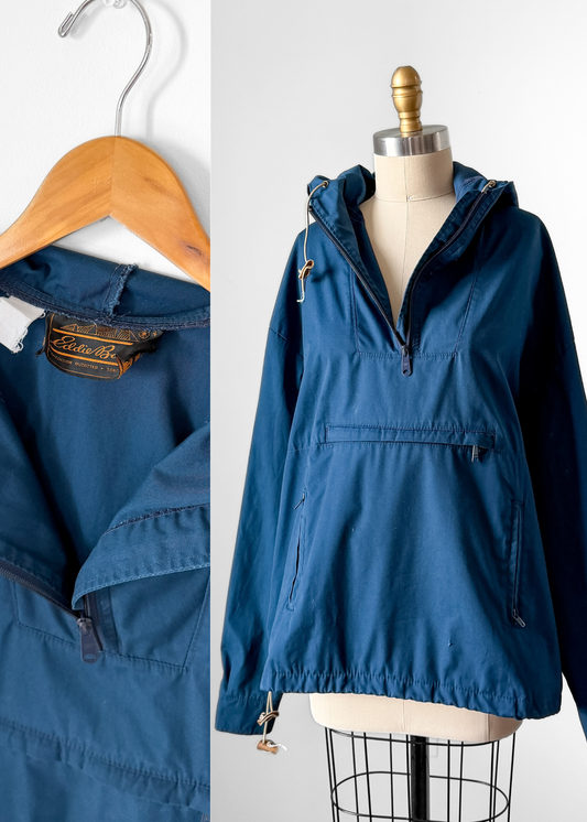 Vintage 90s Eddie Bauer Teal Blue Cotton Anorak Jacket