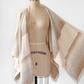 Orvis 100% Cashmere Cream Natural Stripe Knit Shawl