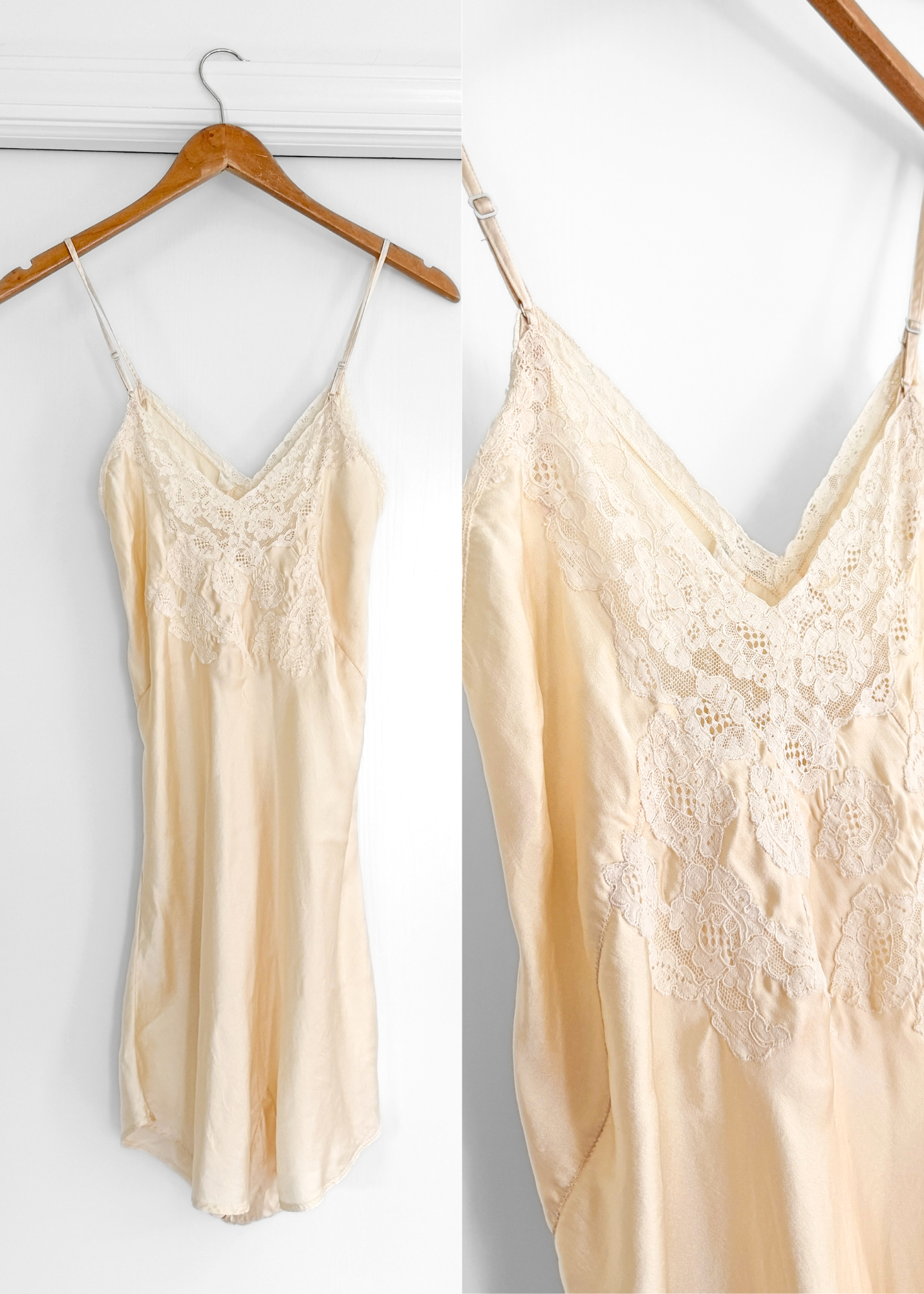 Vintage 30s 40s Ivory Silk Lace Teddy Playsuit Romper Lingerie One Piece (S)