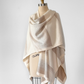 Orvis 100% Cashmere Cream Natural Stripe Knit Shawl