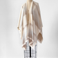 Orvis 100% Cashmere Cream Natural Stripe Knit Shawl