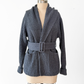 M.M. LaFleur Snyder Lush Cotton Merino Wool Knit Belted Jacket in Charcoal