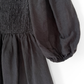 Tuckernuck Annie Linen Smocked Balloon Sleeve Black Dress (S)