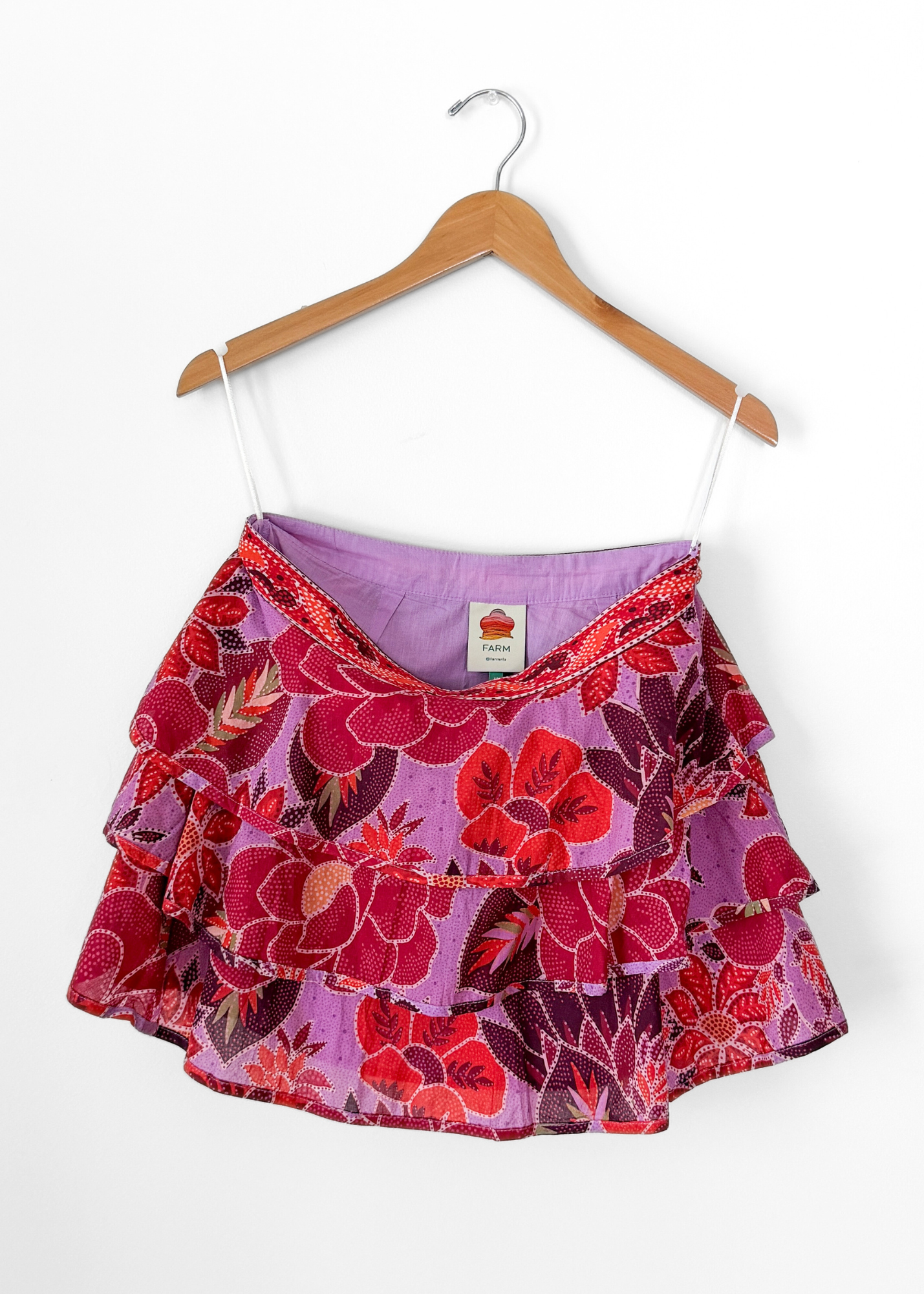 Farm Rio Light Purple Floral Ruffled Summer Mini Skirt (M)