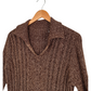 Brown & Tan Knit Collared Pullover Sweater (M)