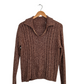 Brown & Tan Knit Collared Pullover Sweater (M)