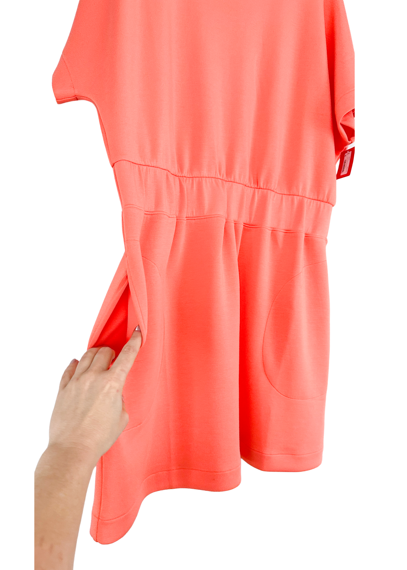 NEW Spanx AirEssentials Cinched " Scuba "T-Shirt Dress in Sunset Peach (1X)