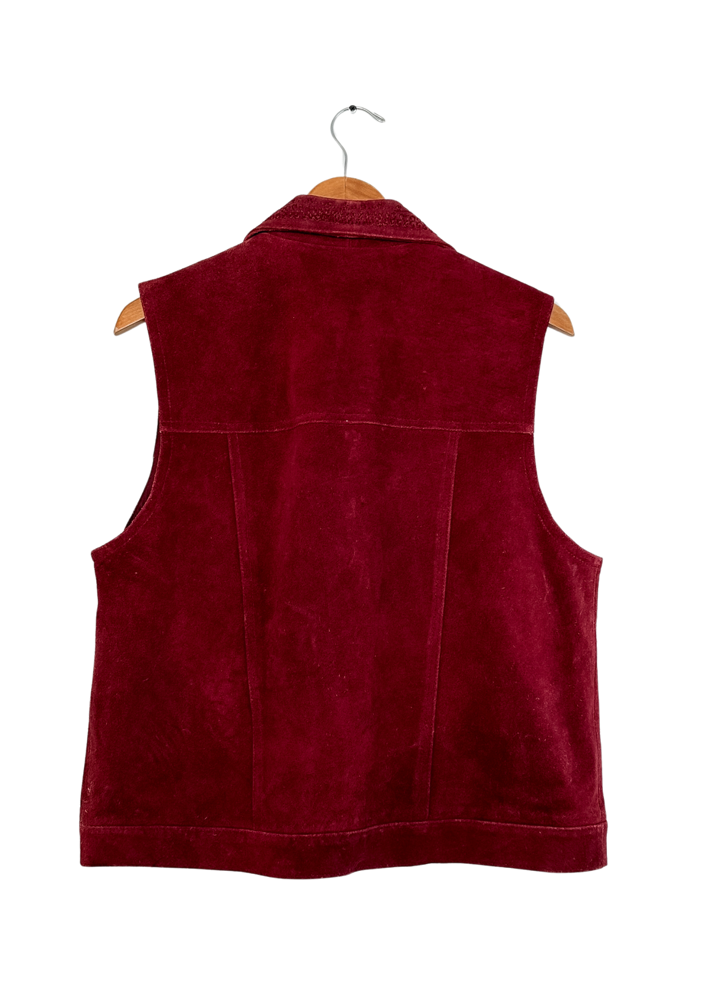 Vintage Agapo Collection Dark Red Suede Leather Embroidered Vest