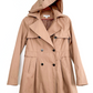 Via Spiga Khaki Brown Hooded Skirted Water Resistant Trench Coat (S)