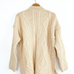 Vintage 80s Ireland Carraig Donn Aran Cream Pure New Wool Cardigan Sweater