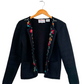 Vintage 70s Tally-Ho Floral Embroidered Hand Knit Cardigan Sweater (S)