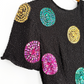 Vintage 90s Leslie Fay Silk and Sequin Polka Dot Mini Dress (6P)