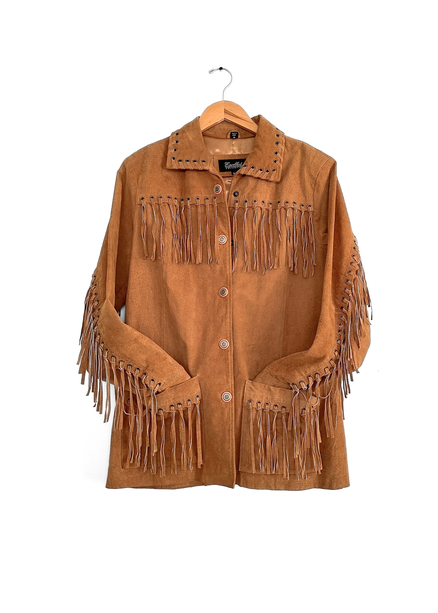 Brown Suede Leather Fringe Western Jacket (M)