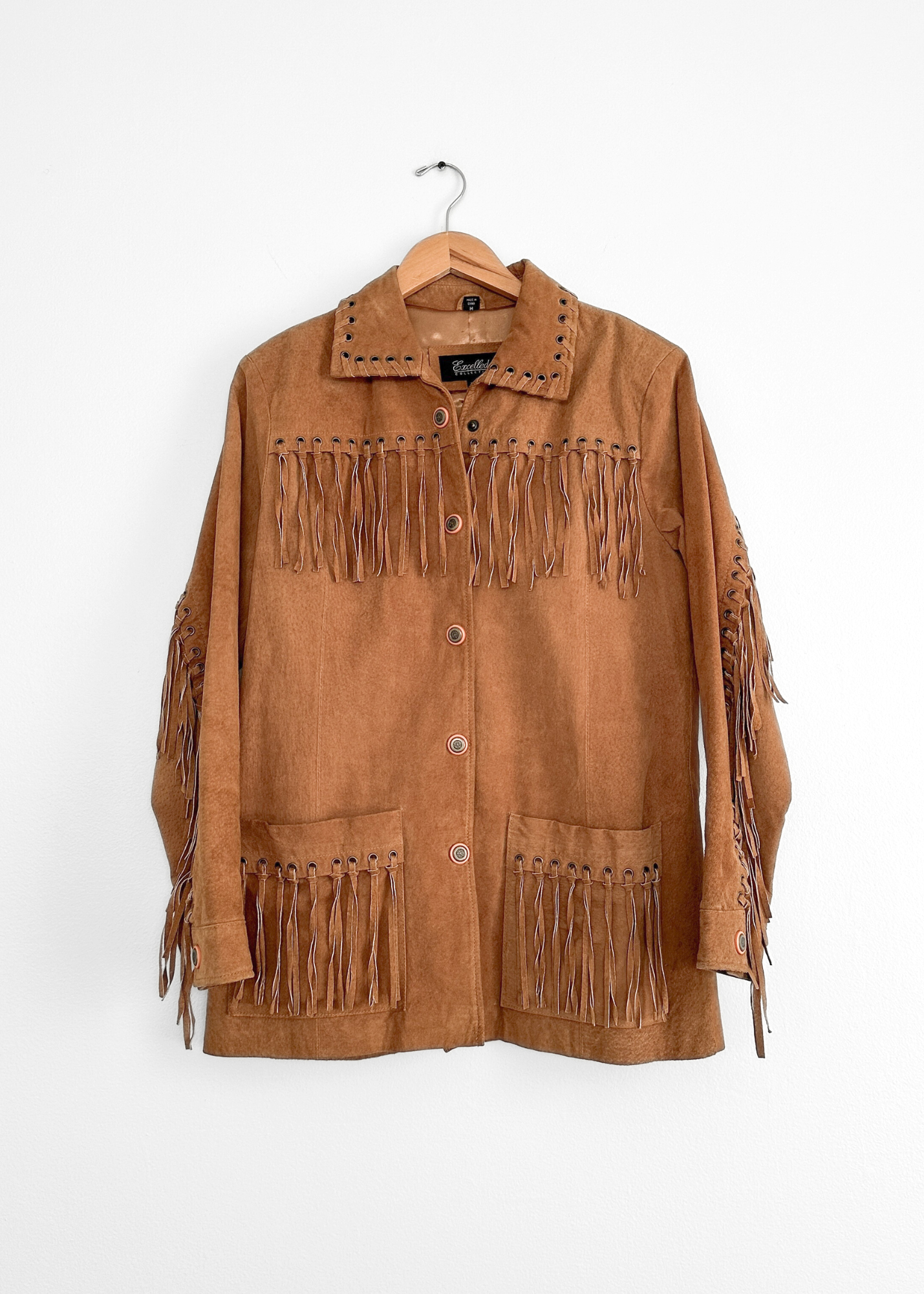 Brown Suede Leather Fringe Western Jacket (M)