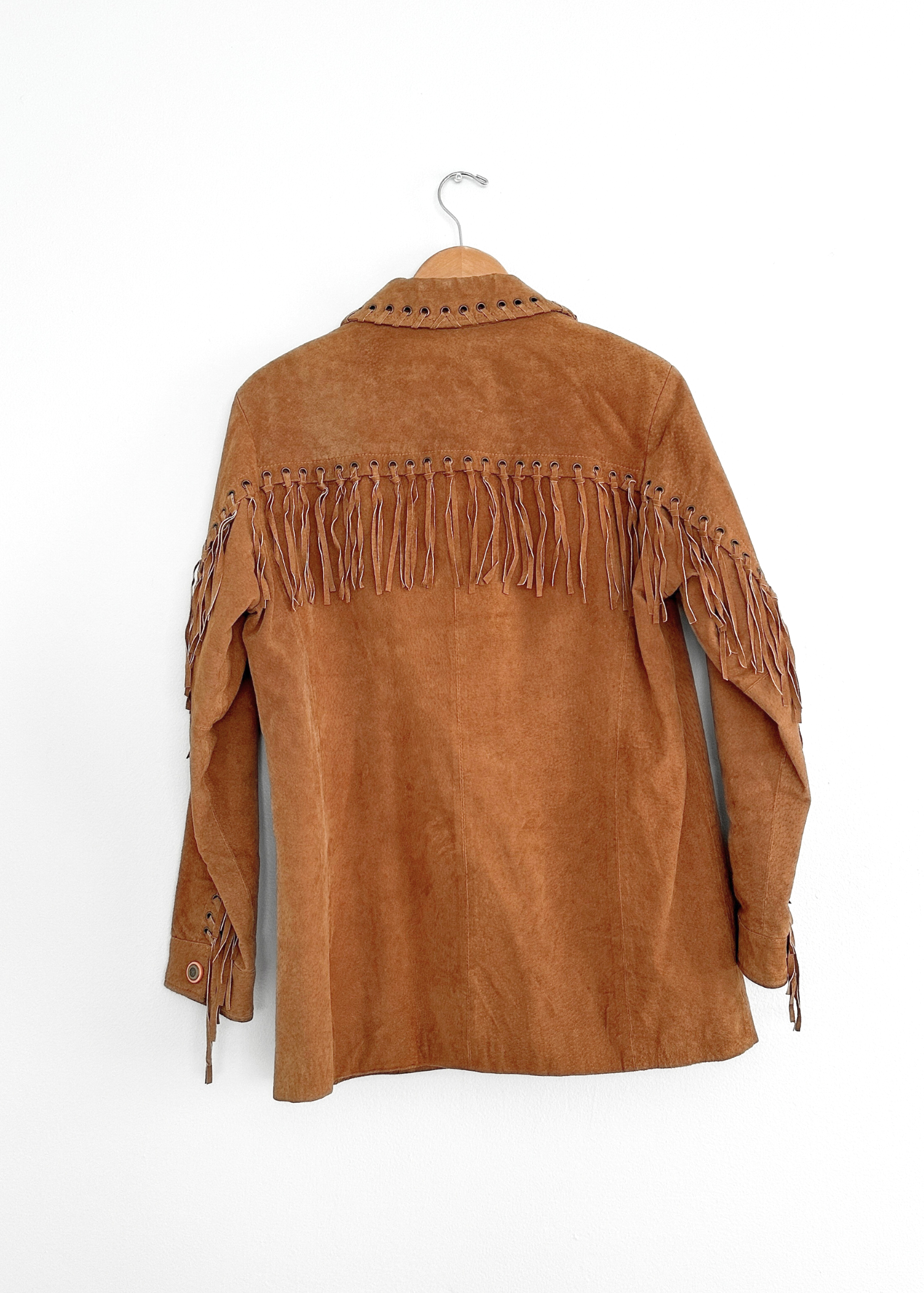 Brown Suede Leather Fringe Western Jacket (M)