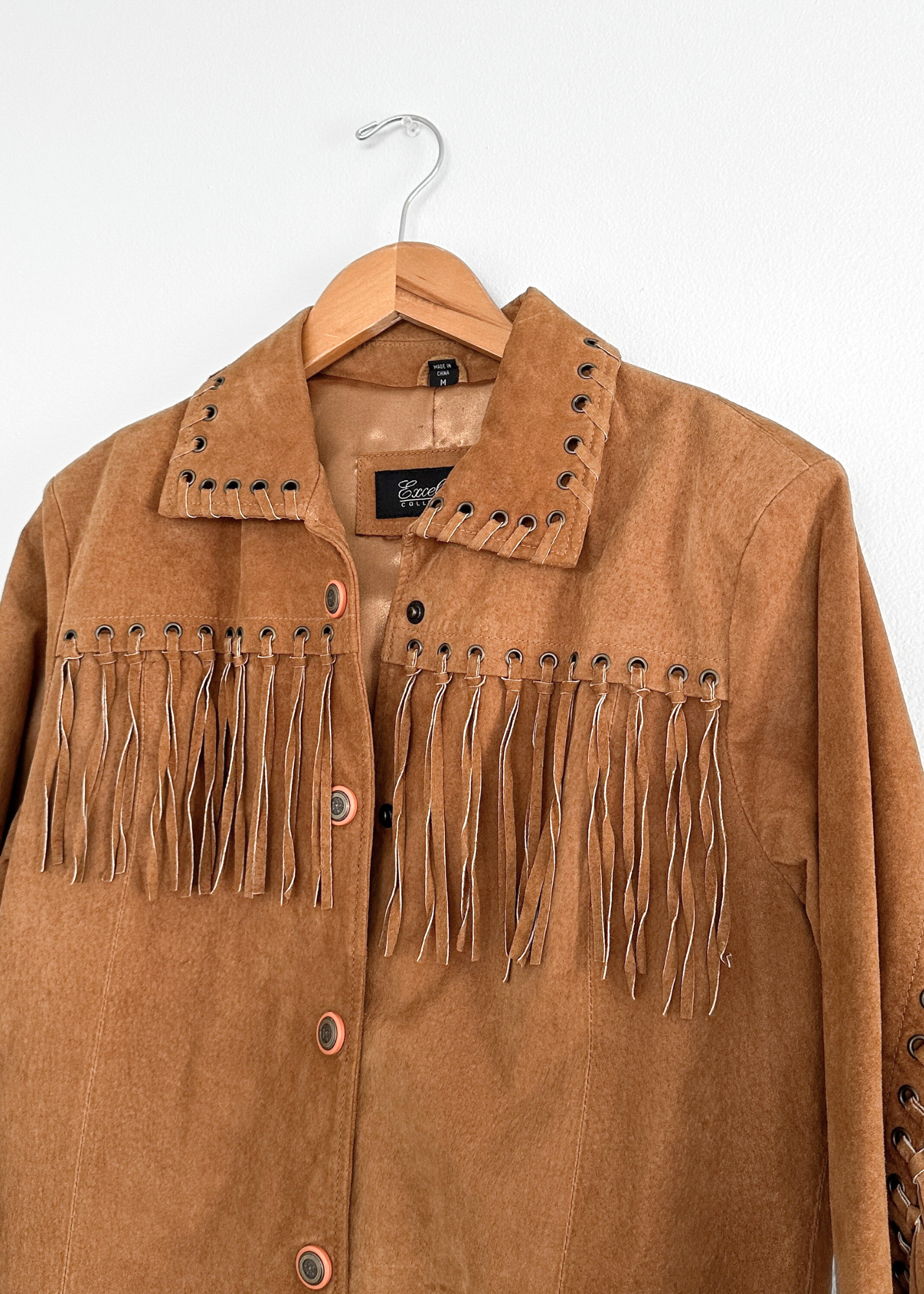 Brown Suede Leather Fringe Western Jacket (M)
