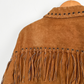Brown Suede Leather Fringe Western Jacket (M)