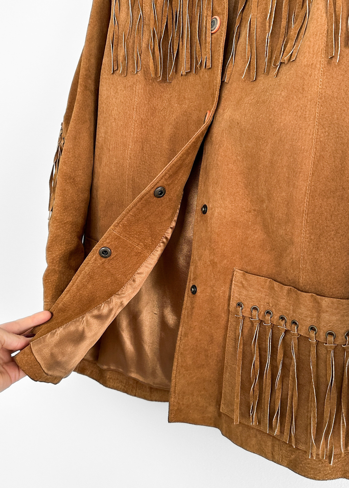 Brown Suede Leather Fringe Western Jacket (M)