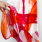 Donna Karan Pink and Orange Abstract Handkerchief Hem Zip Front Dress (4)