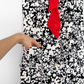 Vintage 70s Floral Print Wide Collar Neck Tie Button Down Dress (8 or M)