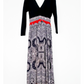 Vintage 70s Black Red and Navy Boho Maxi Dress (S)
