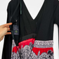 Vintage 70s Black Red and Navy Boho Maxi Dress (S)