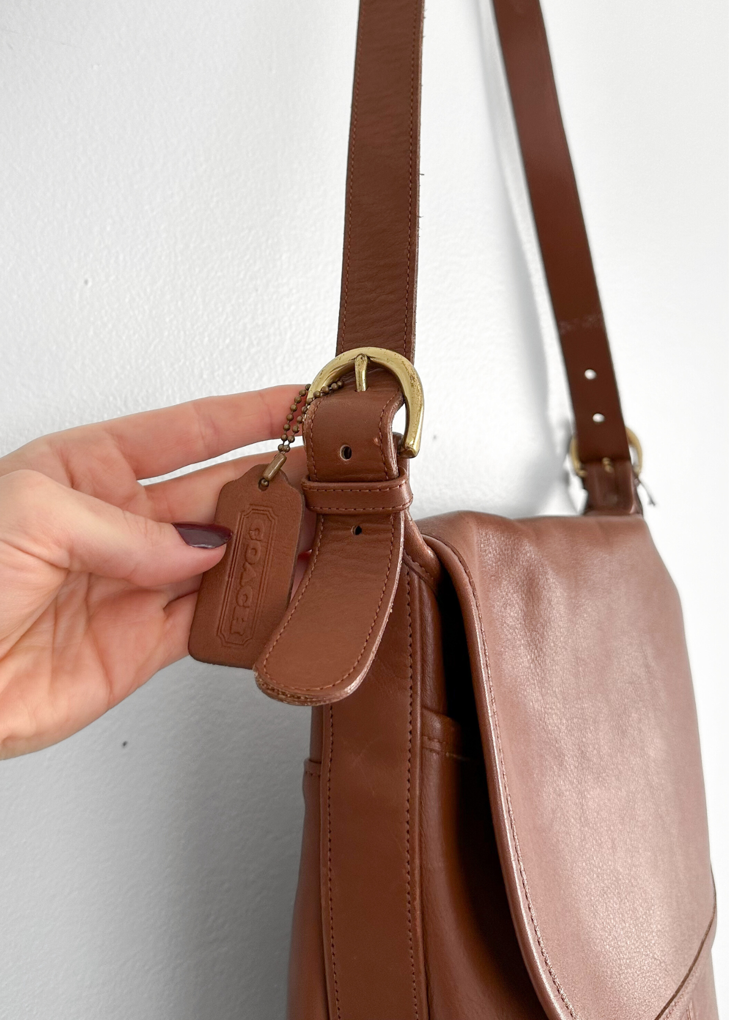 Vintage 90s Coach Whitney Bag in British Tan Leather Shoulder Purse # 4115