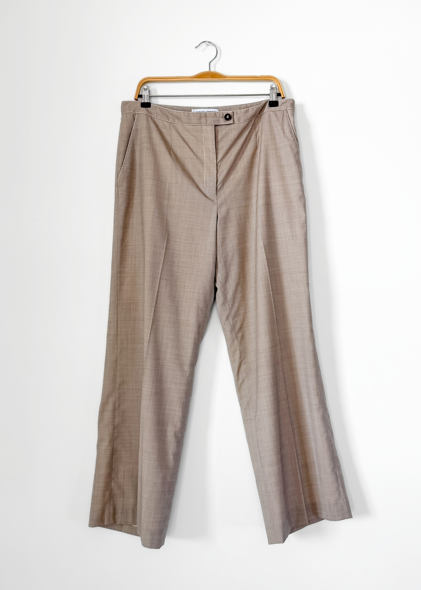 Carolina Herrera Brown Gray Virgin Wool Wide Leg Pants (14)