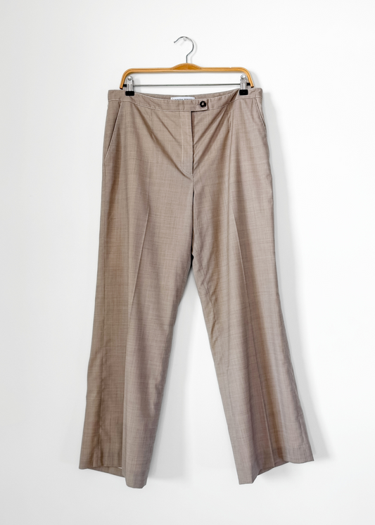 Carolina Herrera Brown Gray Virgin Wool Wide Leg Pants (14)