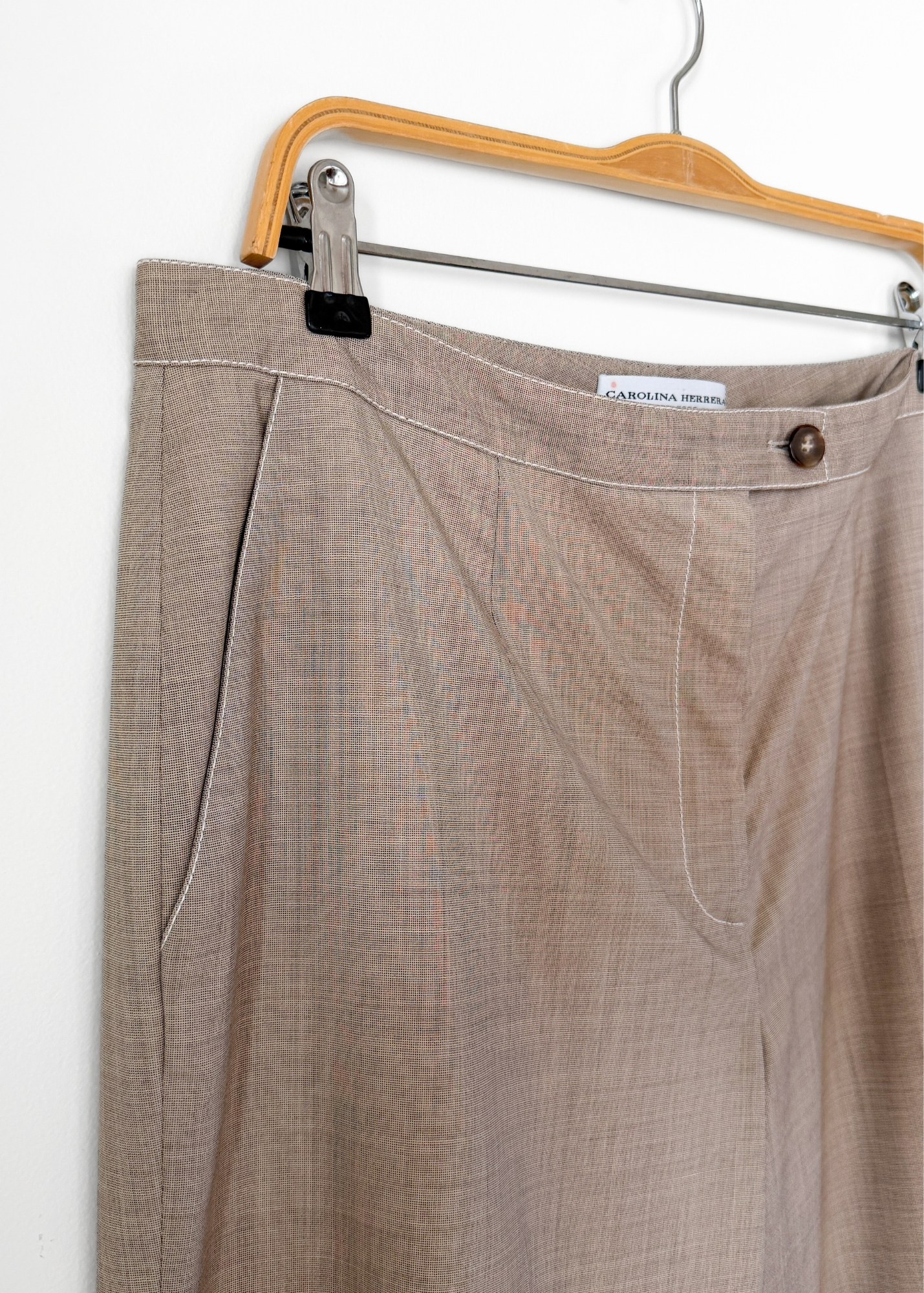 Carolina Herrera Brown Gray Virgin Wool Wide Leg Pants (14)