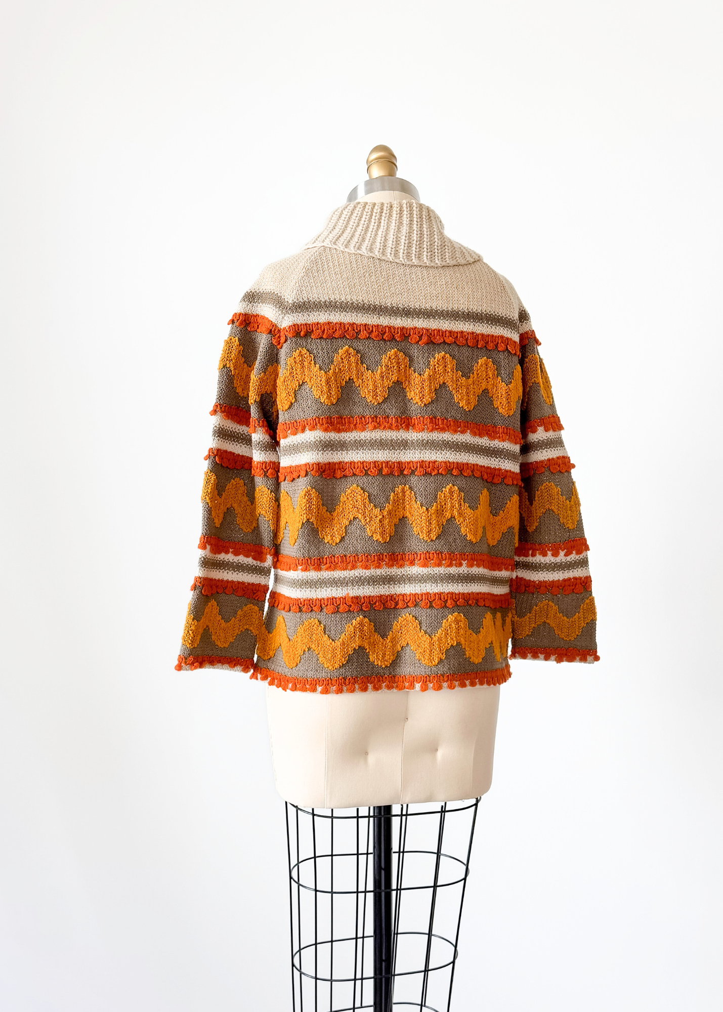 Vintage 70s Petti Glen Orange Brown and Yellow Knit Top (M)