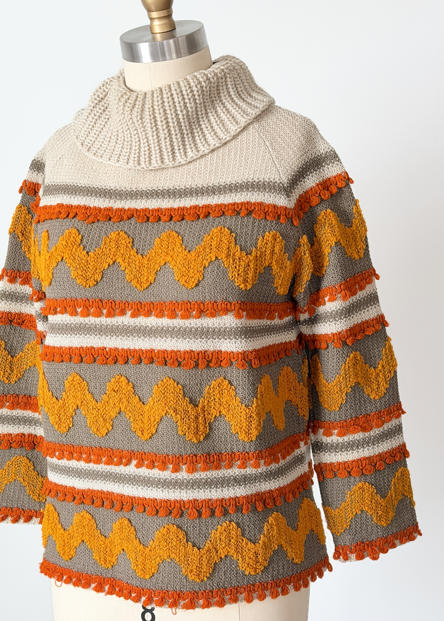 Vintage 70s Petti Glen Orange Brown and Yellow Knit Top (M)