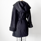 Vintage 80s Lorovi Black Wool Cloak Tie Front Coat (S/M)
