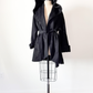 Vintage 80s Lorovi Black Wool Cloak Tie Front Coat (S/M)