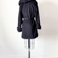 Vintage 80s Lorovi Black Wool Cloak Tie Front Coat (S/M)