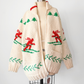 Vintage 60s Hand Knit One Of A Kind Cowichan Cream Ski Theme Alpine Sweater