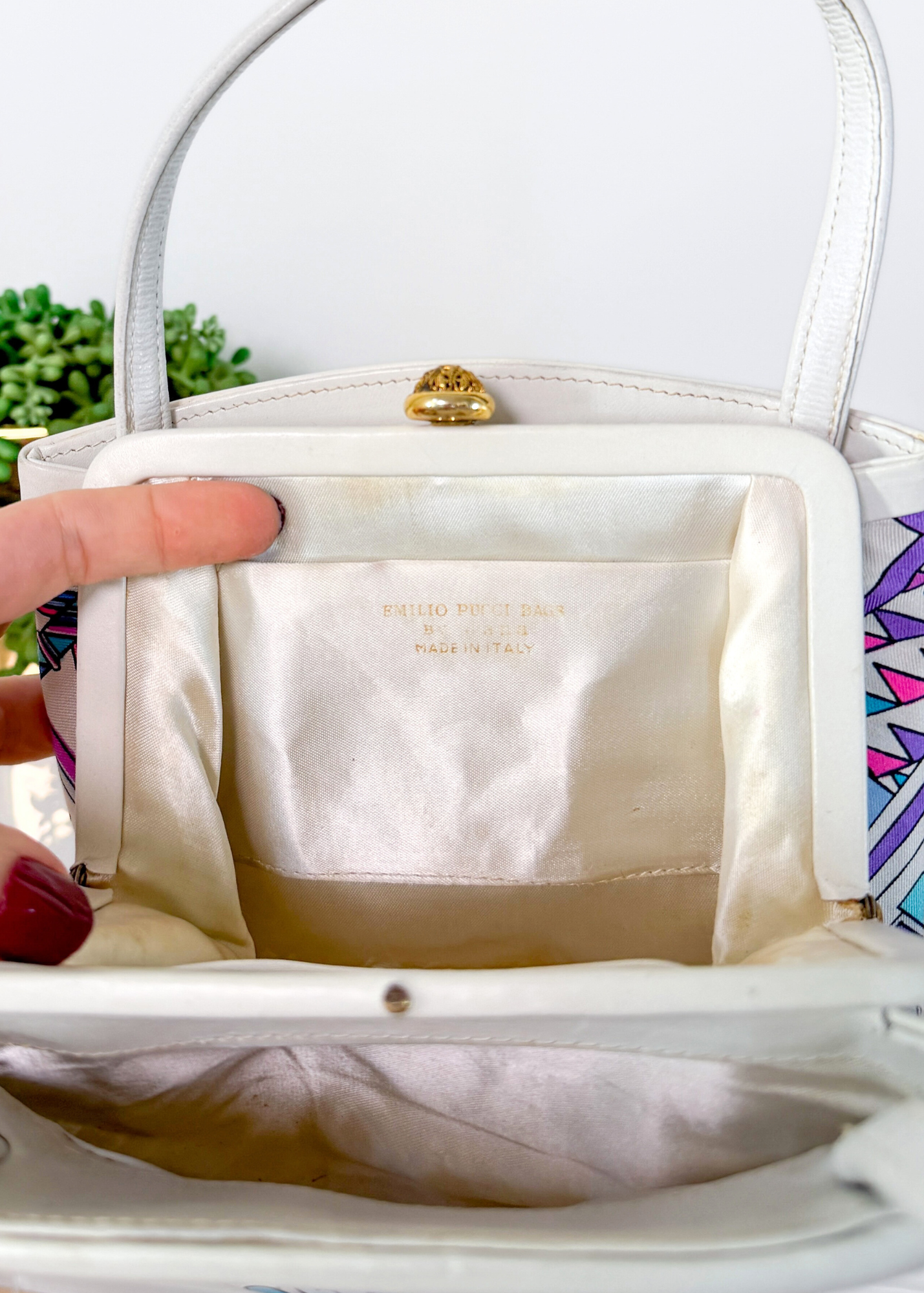 Emilio Pucci by Jana 1960s RARE Abstract Silk and Leather Top Handle Purse