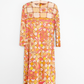 Vintage 60s 70s Emilio Pucci Silk Pink Peach Yellow Abstract Tie Belt Dress