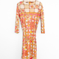 Vintage 60s 70s Emilio Pucci Silk Pink Peach Yellow Abstract Tie Belt Dress
