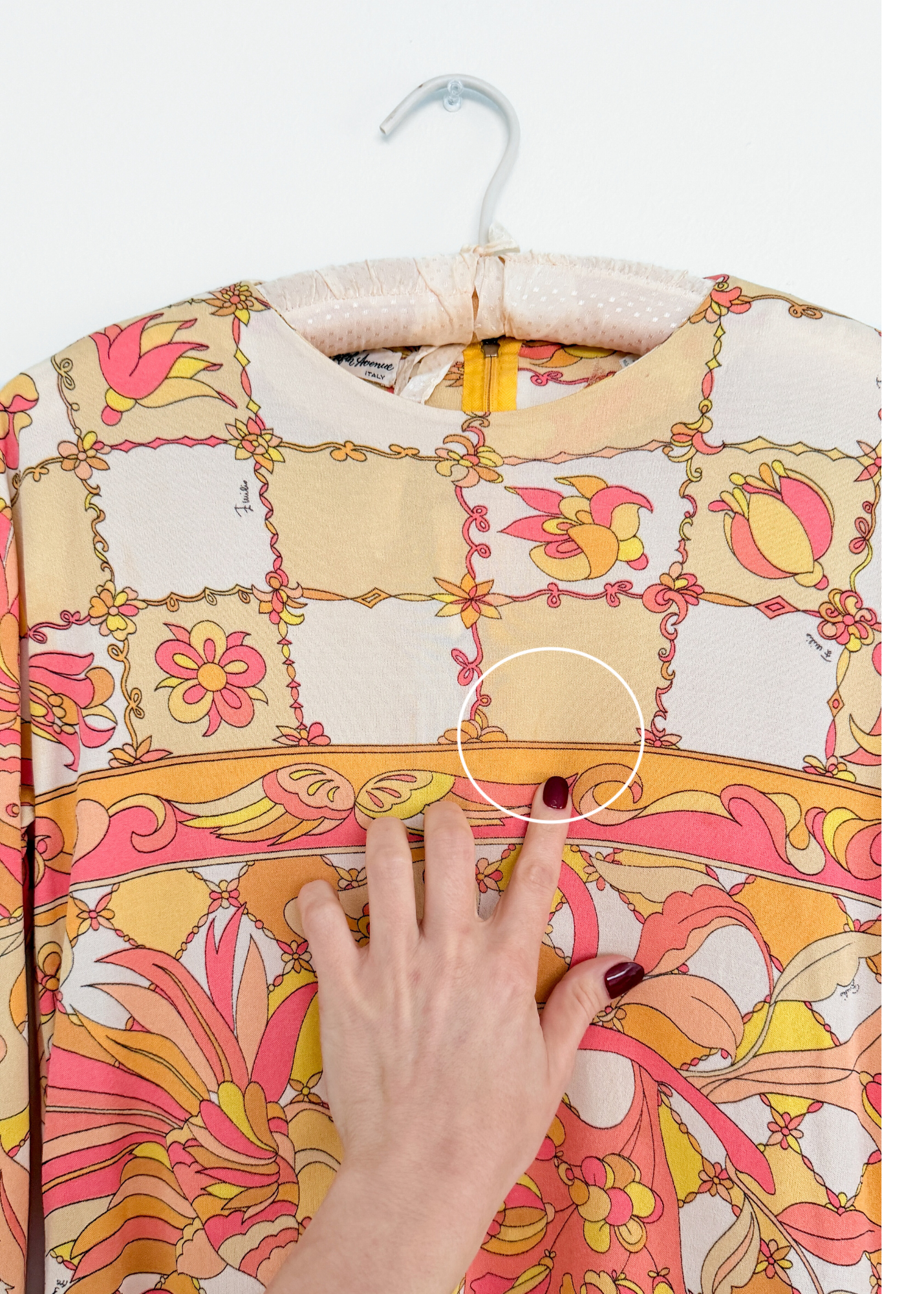 Vintage 60s 70s Emilio Pucci Silk Pink Peach Yellow Abstract Tie Belt Dress