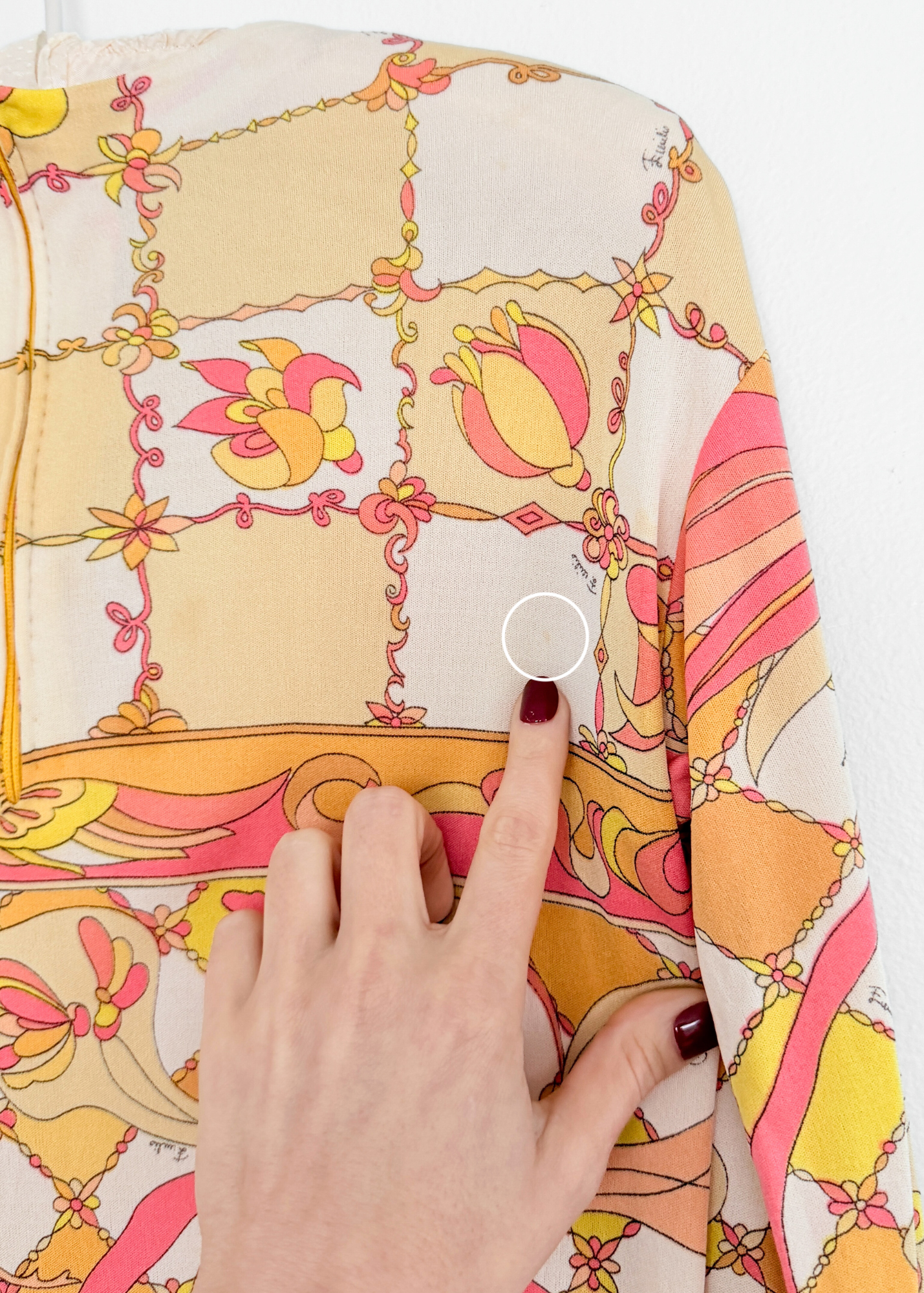 Vintage 60s 70s Emilio Pucci Silk Pink Peach Yellow Abstract Tie Belt Dress